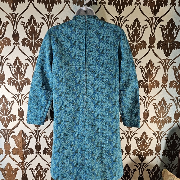UNBRANDED 60s-70s Mod Mini Gogo Aqua Blue Floral Women's Shift Dress - Picture 4 of 5